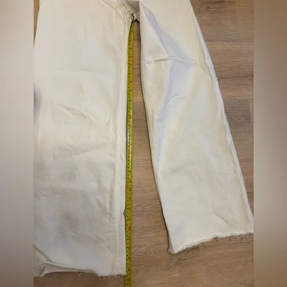 ZARA ZW Mariner High-Waisted Wide Leg Jeans in White - Picture 8 of 9